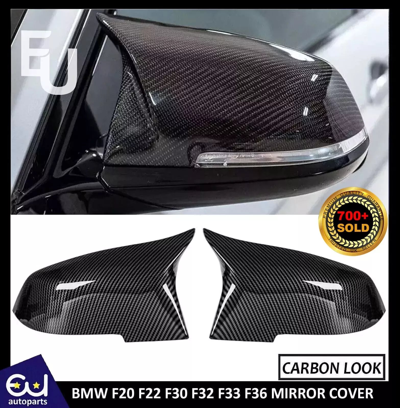 2x Carbon Fiber Wing Mirror Cover Cap For BMW F20 F21 F22 F30 F31 F32 F36 X1 E84